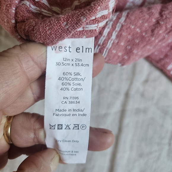 West Elm Pink and White Embroidered Geometric Pillow Cover - Picture 3 of 4